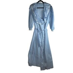 Say-Lu Vintage Gorgeous Picnic Print Baby Blue House Robe Size L 7951
